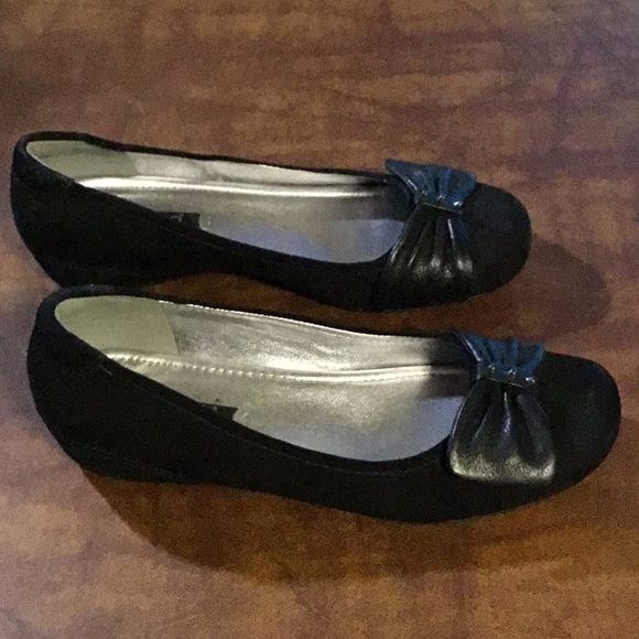 ECCO Black Suede Leather Bow Ballet Flats Comfy Classic Dressy 37 - Picture 3 of 16